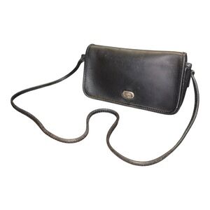 Mondo Vintage Leather shoulder/Crossbody Bag Black Minimalist 90 Flap Purse FB1